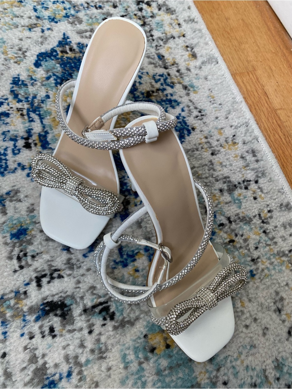 Dream Paris Silver Sparkle Bow tie heels for Women